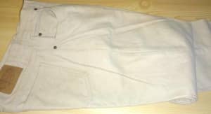 Blue Ridge men's cream brushed cotton warm moleskin jeans, SZ 82R, GC