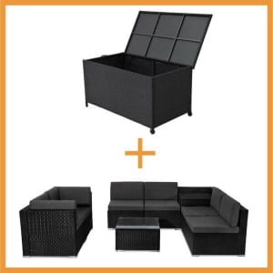 8PCS Modular Lounge Sofa PE Wicker Storage Box Garden