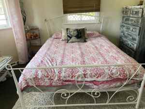 Queen bed frame plus queen mattress good condition!