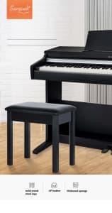 Piano Bench Black single Seat Piano Keyboard Bench Stool PU Leather 