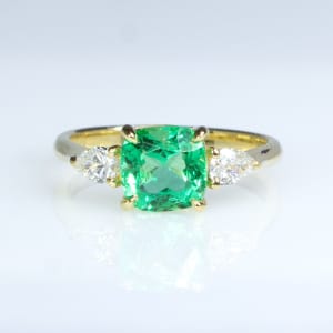 1.6 Carats Natural Colombian Emerald and Diamond Ring in 18K Gold