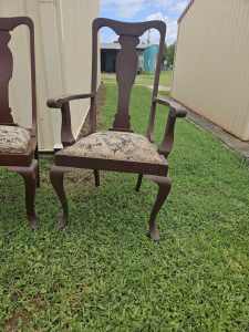Antique silky oak chairs.