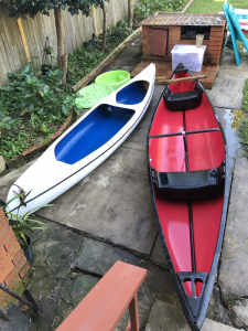 2 person canoes x2. One with electric motor and battery