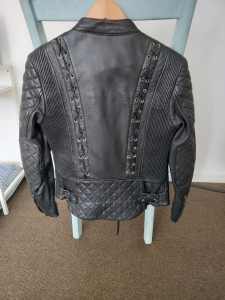 Ladys Black Arrow leather biker jacket. Size small