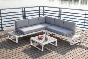 Aluminium 5 Seater Outdoor Corner Sofa Lounge with Coffee Table(Demo)