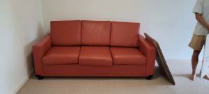 3 Seat leather couch sofa pull out double bed