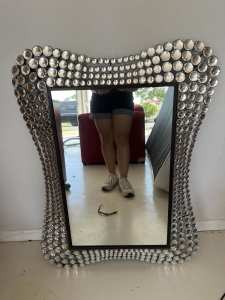Large Round crystal style framed mirror