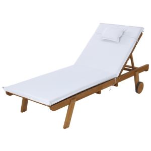 Gardeon Sun Lounge Wooden Lounger Outdoor Furniture Day Bed Wheels Pa