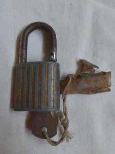 Omega Metal Mfg Co Ltd padlock with original key approx 70 yrs old