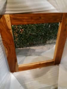Mirror, natural wood grain. Size 80H x 80W cm. Brand new. $115.00.