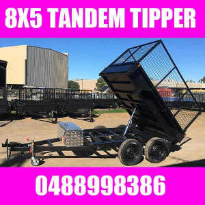 8x5 hydraulic tipper tandem trailer with cage heavy duty Aus made