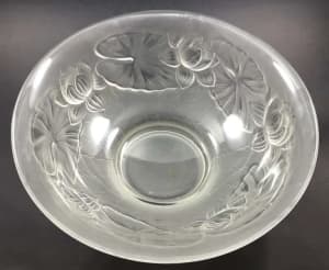 1930s Satin Glass Bowl Barolac Czech Josef Inwald after Lalique Lotus