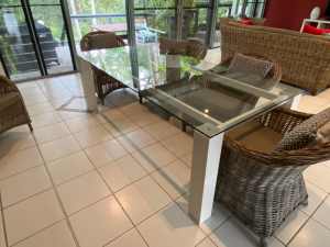 Glass Dining Room Table with white frame
