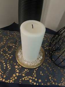 Gold candle dish with tray