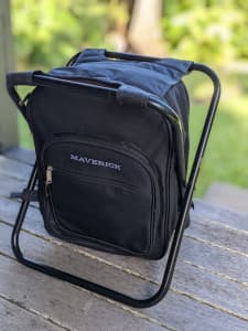 Backpack with cooler and folding stool 
