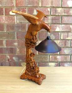 Vintage Mid Century Wooden Eagle Lamp