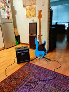 Electric Bass Guitar and Bass Guitar Amplifier Combo 2
