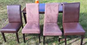 2x Brown Leather like Dinning chair, CLAYTON pickup