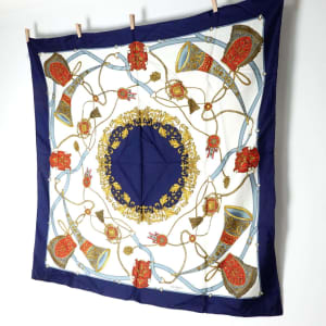 Hermes Scarf Pillow 90cm Les Cles Red Burgundy White Gold