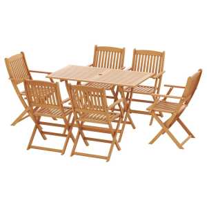 Gardeon Outdoor Dining Set 7 Piece Wooden Table Chairs Setting Foldab