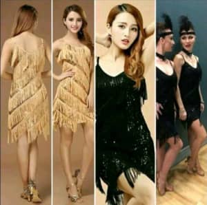 Gatsby Mini Dress (14-16) Gold Black