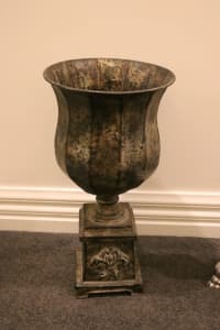 Decorative metal urn