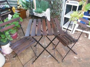 3pc Wood and Metal Cafe Patio Set