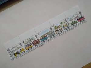 Liverpool & Manchester Railway, strip of 5 mint stamps. 1980.