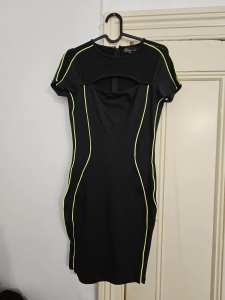 Black and fluro rave dress with mesh panels