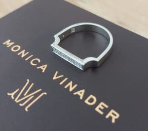 New In Box Sterling Diamond Stacking Ring From Monica Vinader UK