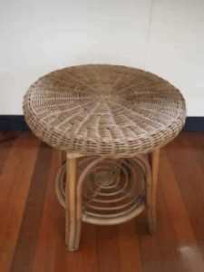 57cm Vintage Outdoor Cane Side Table. Good Condition. Carlingford.