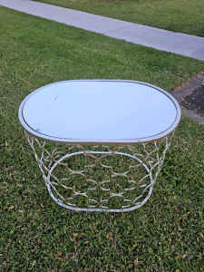Silver Side Table with Cracked Mirror Top