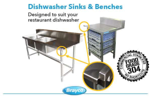 Stainless Steel Dishwasher Inlet & Outlet Benches