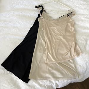 undergarment slip dress top shapewear size 10 black silky cream beige