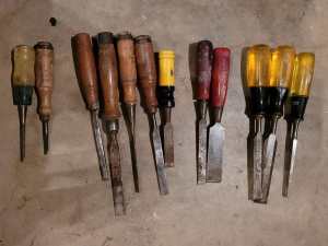 12 different Size Wood Workers Chisels. $100 for all 12
