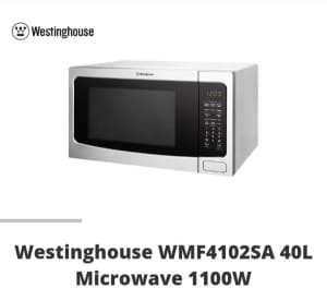 Westinghouse Stainless Steel 40L 1100Watt Microwave. Model: WMF4102SA