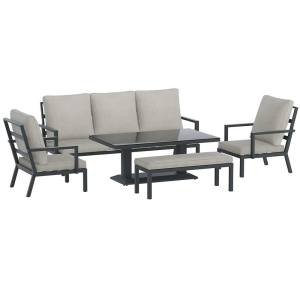 Gardeon 5-Piece Outdoor Furniture Setting Table Chair Set Aluminium S