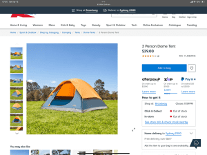 3 persons tent - used only once