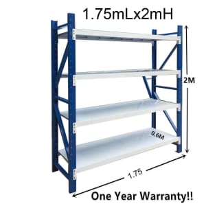 1.75m(L)x2m(H)x0.6m Steel Warehouse Racking Storage Garage Shelves