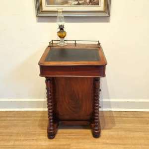 Antique Victorian Walnut Davenport Lift Top Desk, Leather Top. C1880s