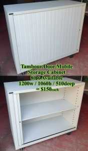 Tambour Door Storage Cabinet Mobile