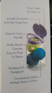 Knitting yarn dispenser / thread storage jar