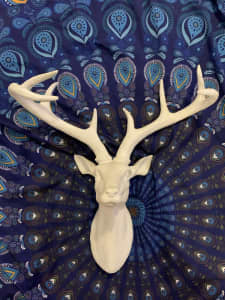 White Deer Head Sculpture Wall Mount