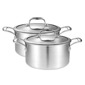 2X 20cm Stainless Steel Soup Pot Stock Cooking Stockpot Heavy Dut...
