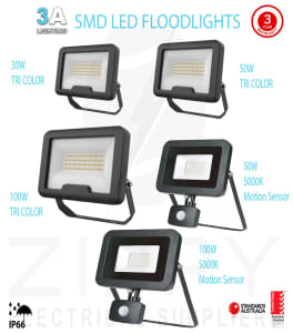 30W, 50W & 100W Slimline LED Floodlight Tri-Color & Sensor Option