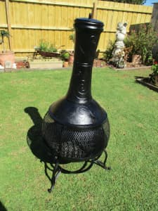 Outdoor Heater CAST IRON Pot Belly Black Wood Heater Chiminea