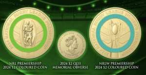 2024 NRL And NRLW Premiership $2 Collectable Coloured Coin.