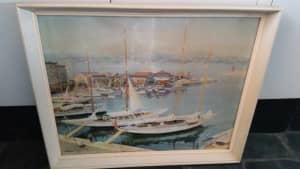 vintage framed print - 70cms x  58cms - "Sailing Days"