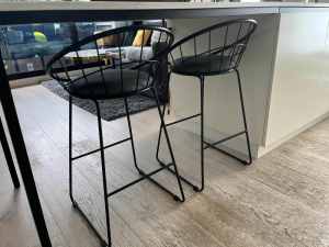 Artiss Kitchen or Bar Stools - Dining Chair Swivel Metal Chairs x2