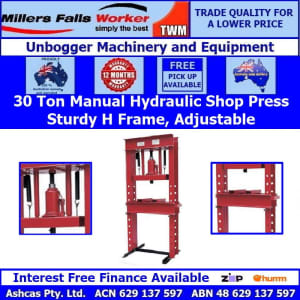 TWM Millers Falls 30 Ton Hydraulic Shop Press